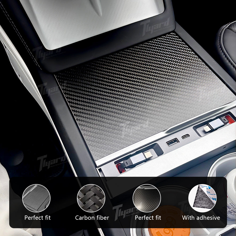 Real Carbon Fiber Center Console Overlay for Tesla Model 3 Highland / Model Y Juniper