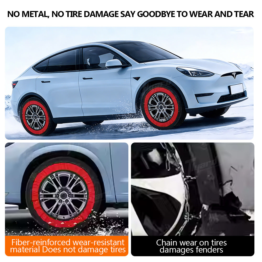 Tlyard Tesla Snow Socks for Tires - Anti-Slip Tire Traction Aids for Model 3/Y/S/X/Cybertruck, Winter Emergency Tire Chains Alternative