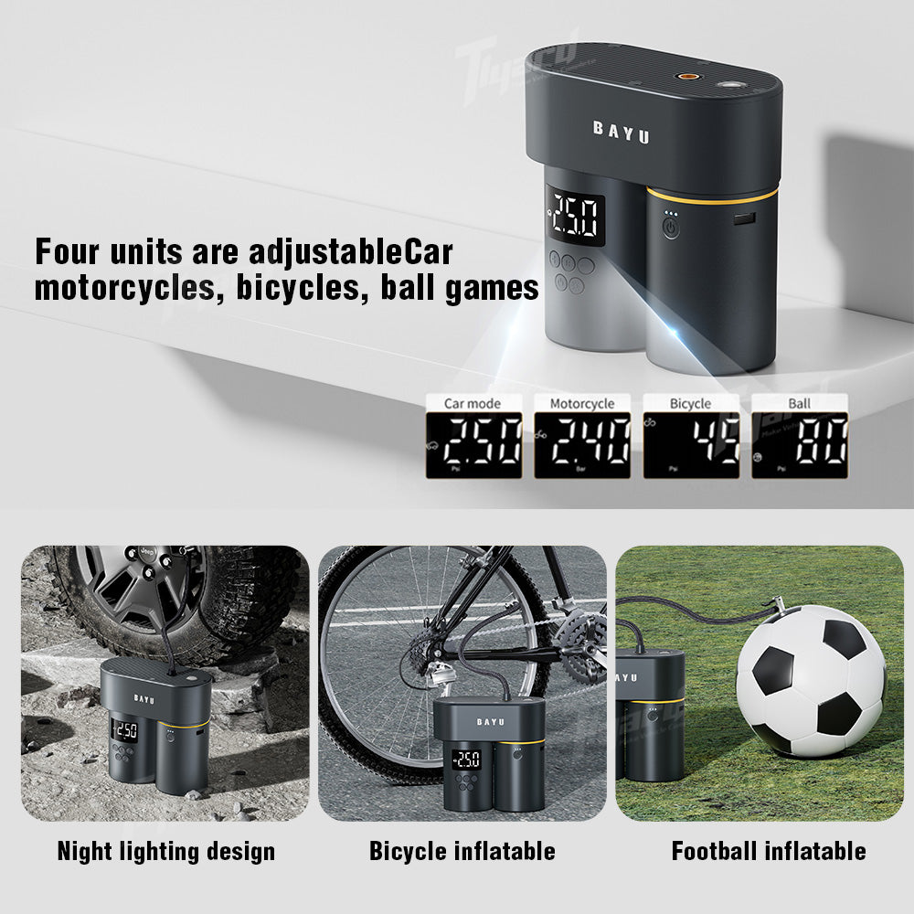 Tlyard Universal 5-in-1 Modular Car Emergency Kit: Modular Tire Inflator, Pressure Washer, Vacuum Cleaner, Power Bank & SOS Flashlight