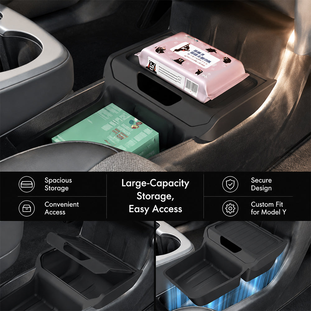 Under-Screen Center Console Lower Storage Organizer for Tesla Model Y Standard 2026+