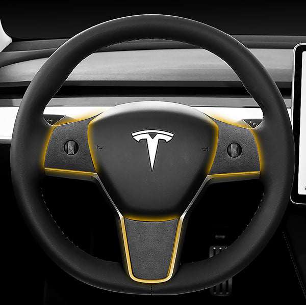 Tpic für Tesla Model 3 & Y Alcantara Lenkradabdeckung Trim