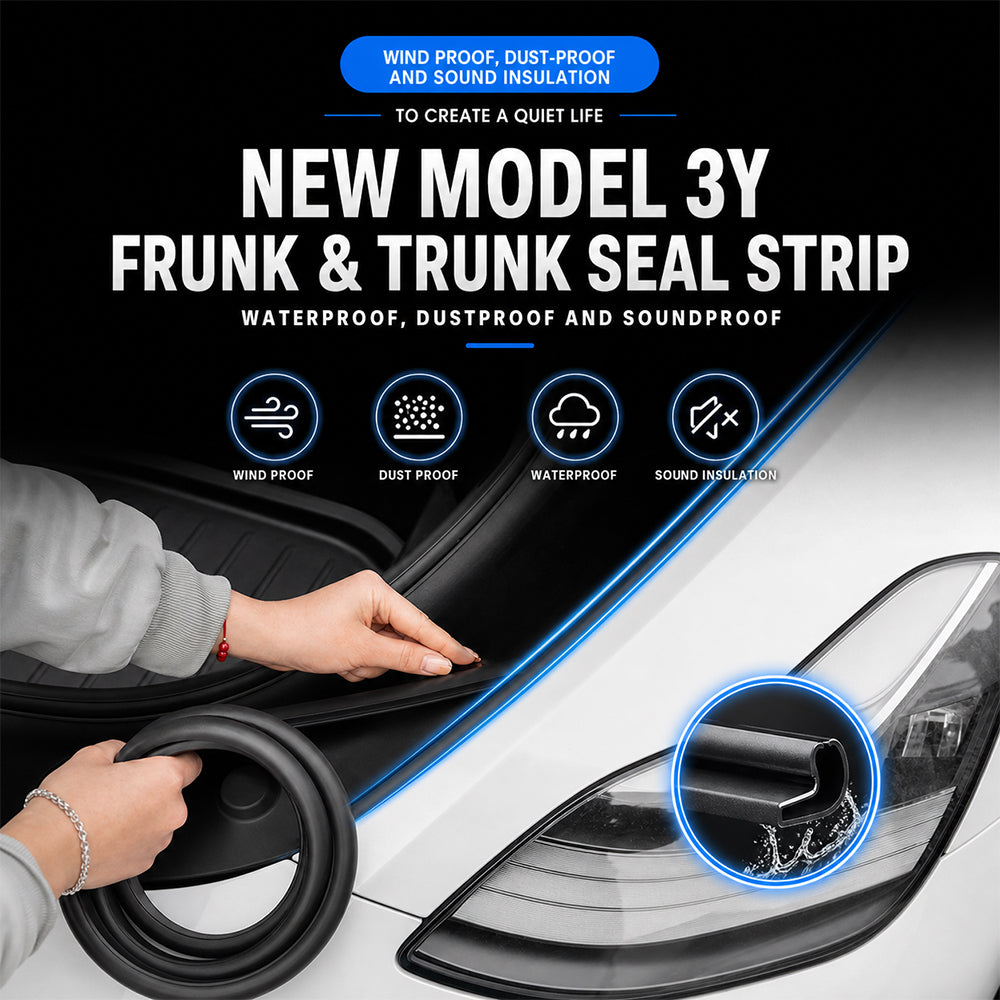 Tlyard Tesla Model 3 & Y Rubber Door Seal Strip Kit - Noise Reduction Weather Stripping for Model 3 Highland & Model Y Juniper