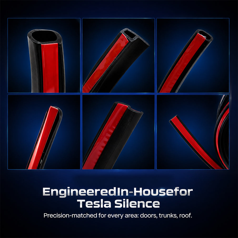 Tlyard Tesla Model 3 & Y Rubber Door Seal Strip Kit - Noise Reduction Weather Stripping for Model 3 Highland & Model Y Juniper