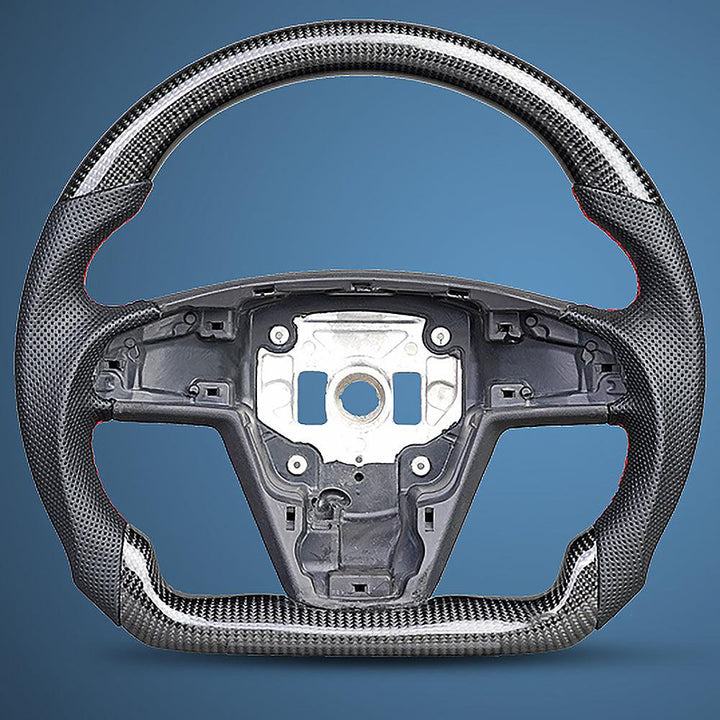 Model S/ X/ Plaid Customized D Style Real Carbon Fiber Steering Wheel - Tlyard