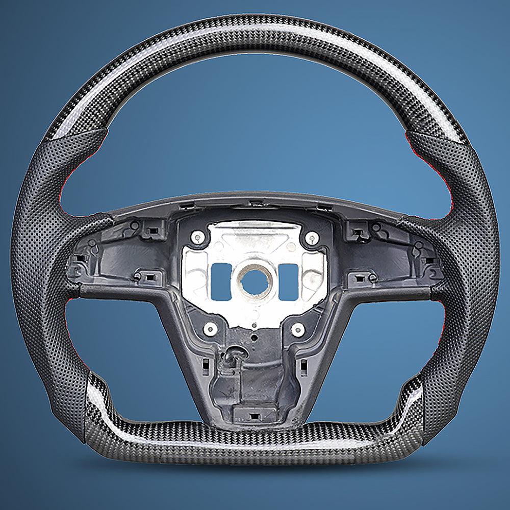 Model S/ X/ Plaid Customized D Style Real Carbon Fiber Steering Wheel - Tlyard