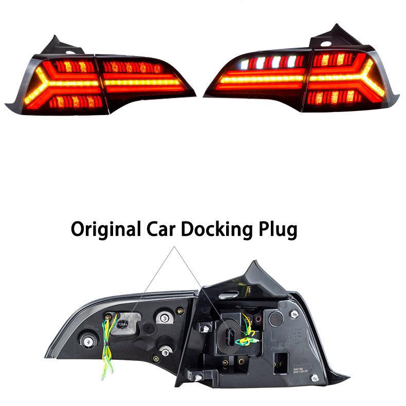 Car LED Fish Bone Style Taillights For Tesla Model 3 & Y - Tlyard