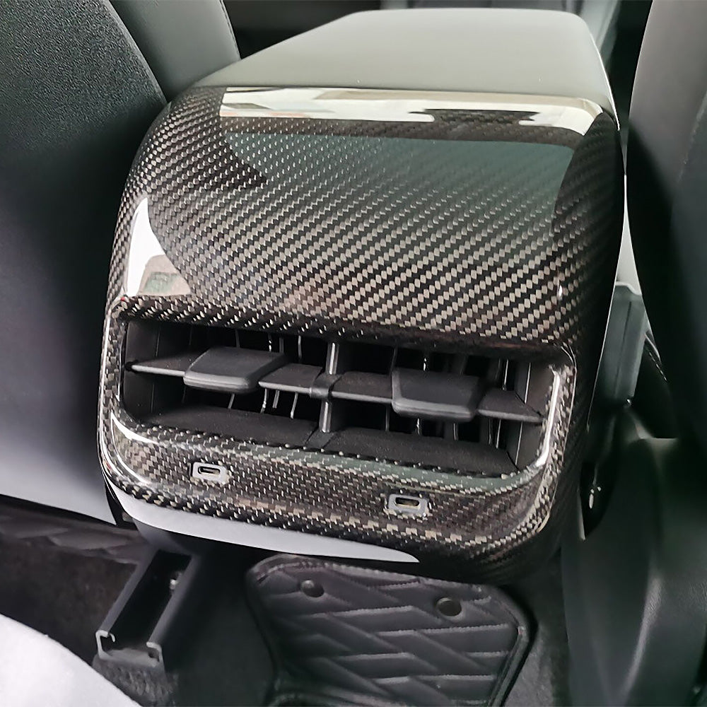 Model 3 & Y Rear Air Conditioner Air Outlet Cover Real Carbon Fiber