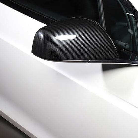 Plaid & LR Side View Real Molded Carbon Fiber Mirror Overlays For 2021+ Model S - Tlyard