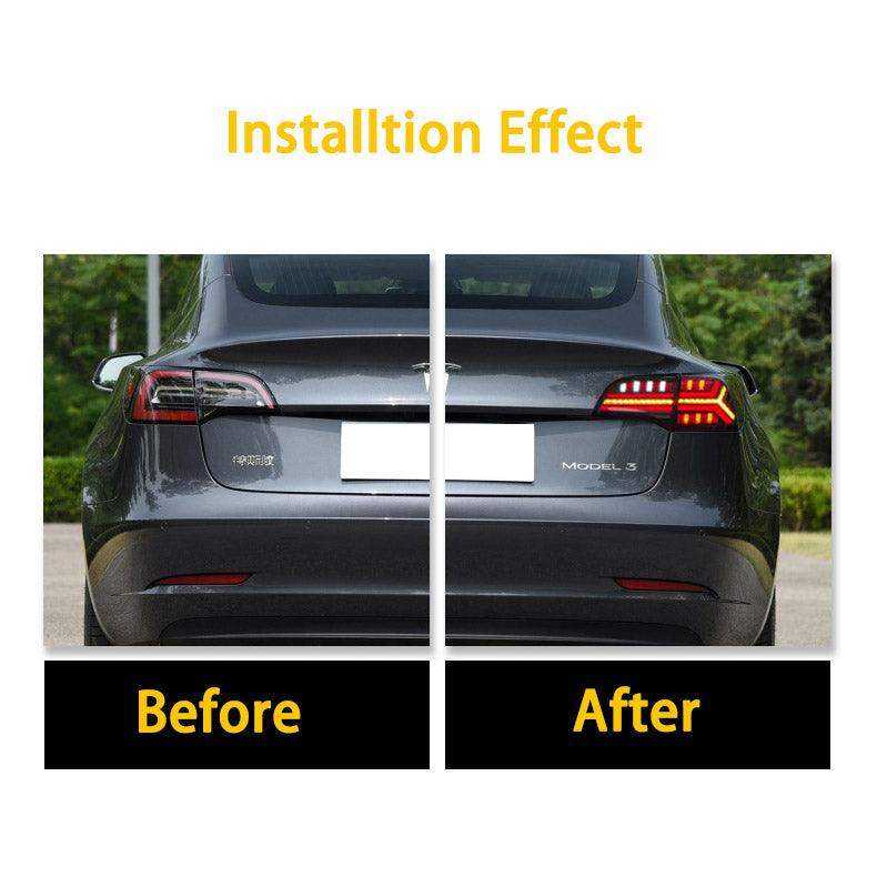 Car LED Fish Bone Style Taillights For Tesla Model 3 & Y - Tlyard