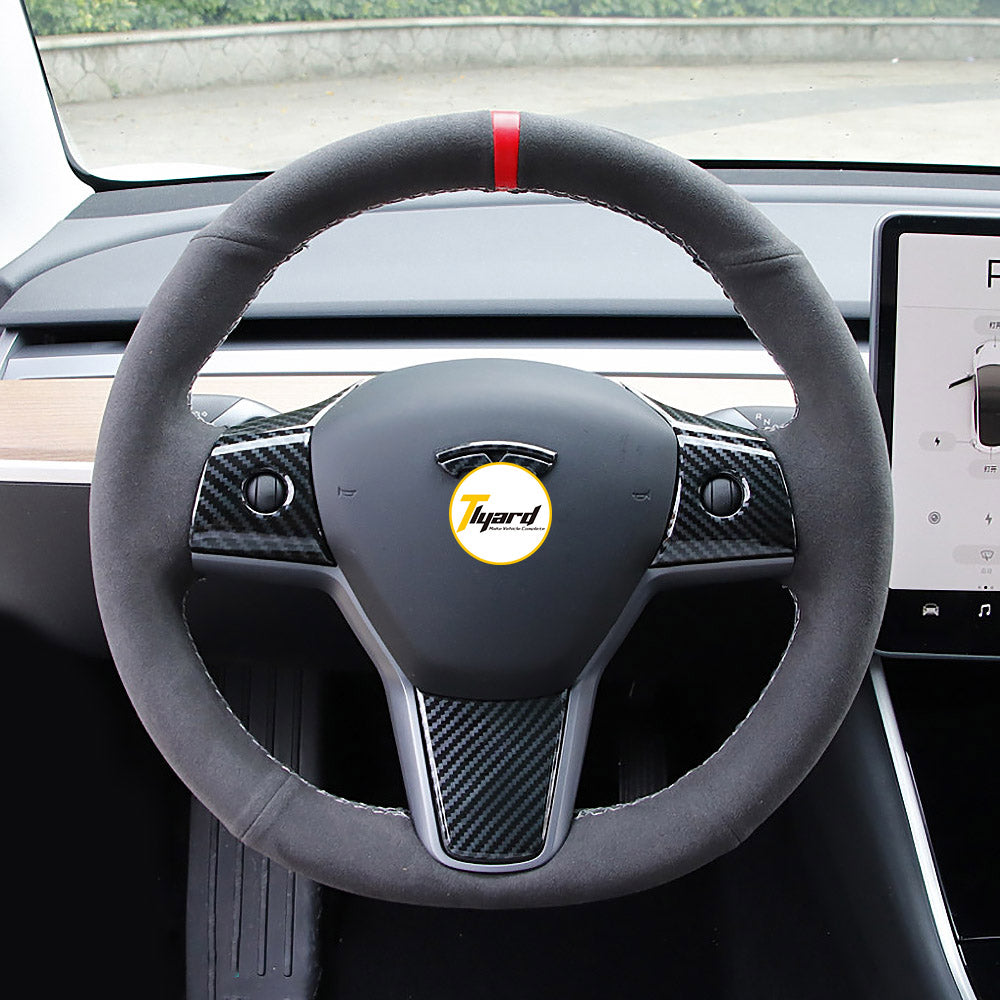 Model 3/ Y Real Carbon Fiber Steering Wheel Cover Overlay