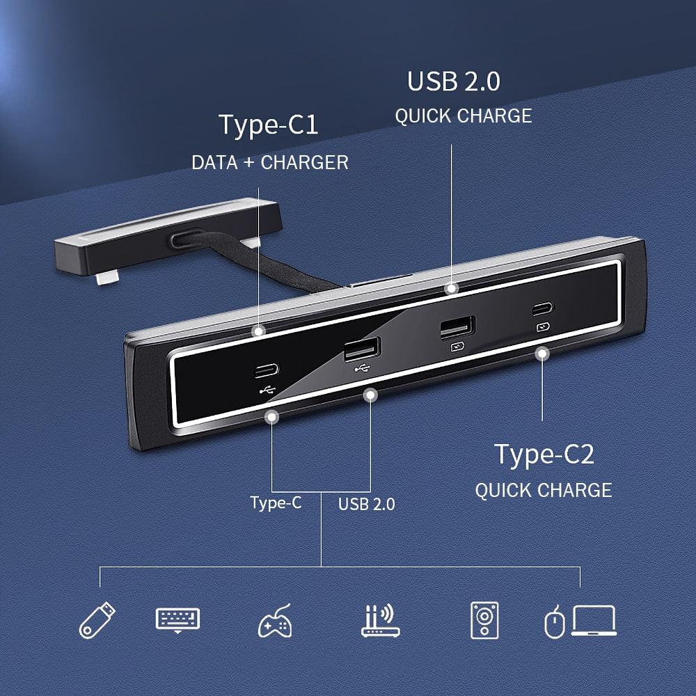 Model 3/Y 27W Phone Quick Charger 4 In 1 USB HUB - Tlyard