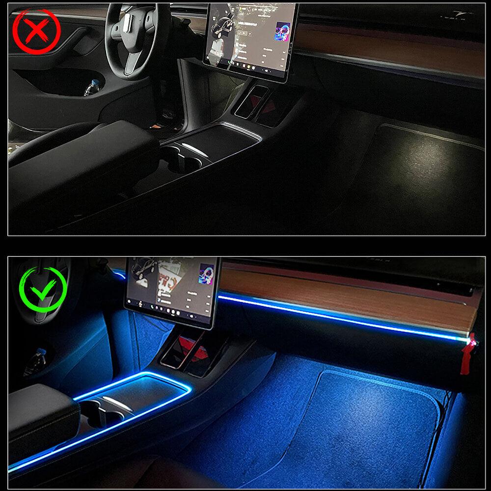 Interior Ambient RGB LED Strip Lights With App Controller For Model 3/ Y - Tlyard