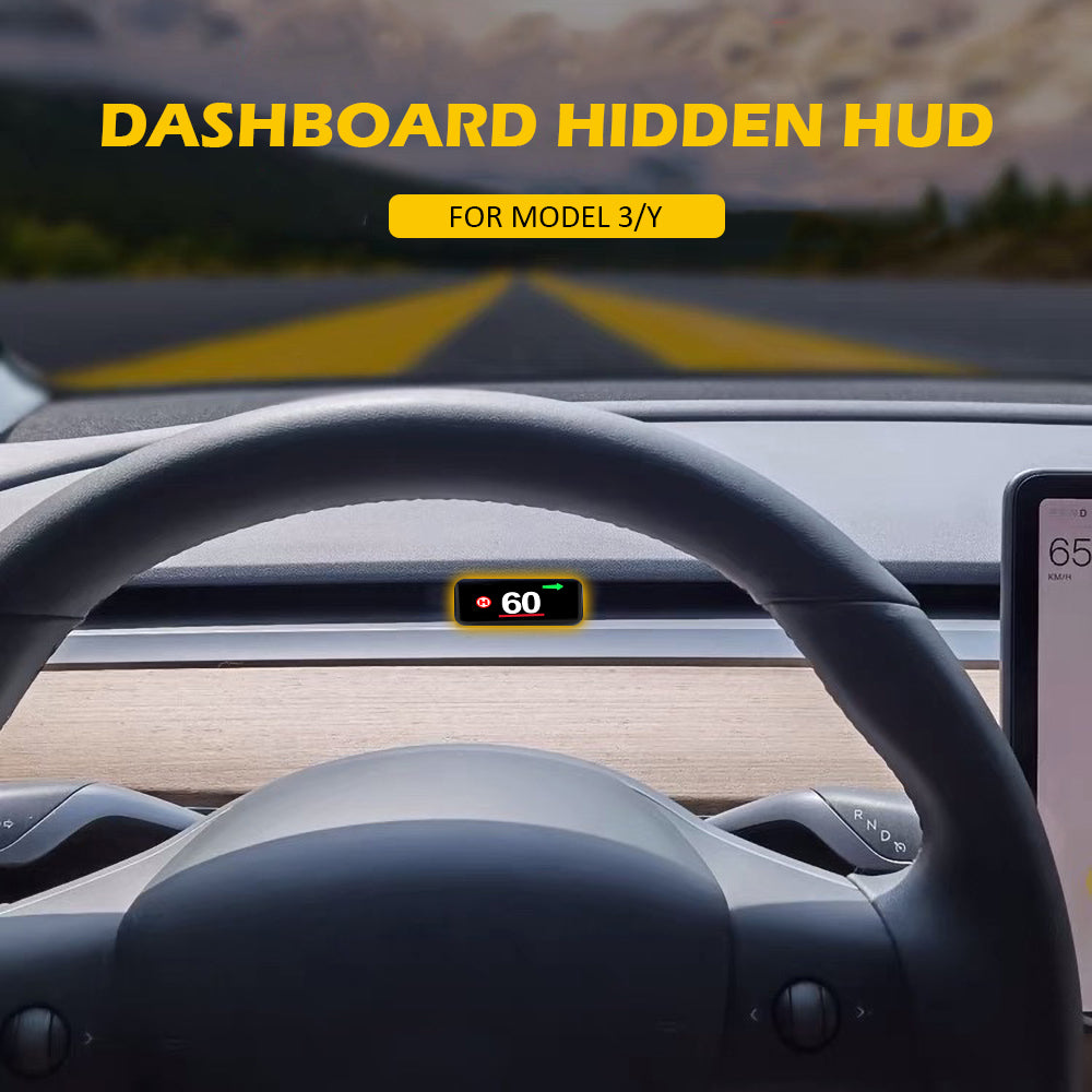 New Small Dashboard Hidden HUD For Model 3 & Y