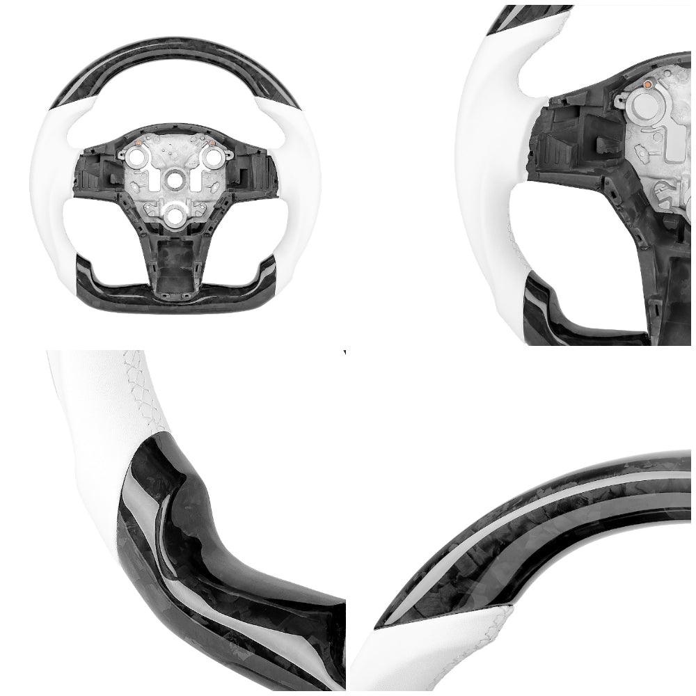 Model 3/ Y Custom Sport Grip Real Carbon Fiber Steering Wheel - Tlyard