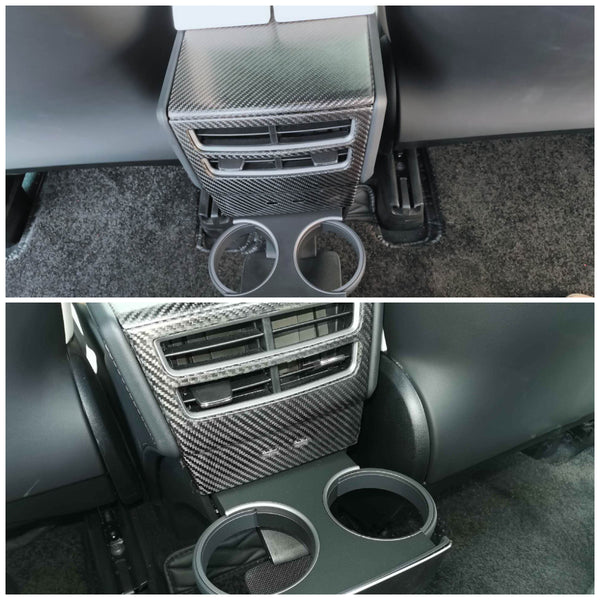 Couvercle de sortie d'air pour climatiseur arrière Model S & X en fibre de carbone véritable