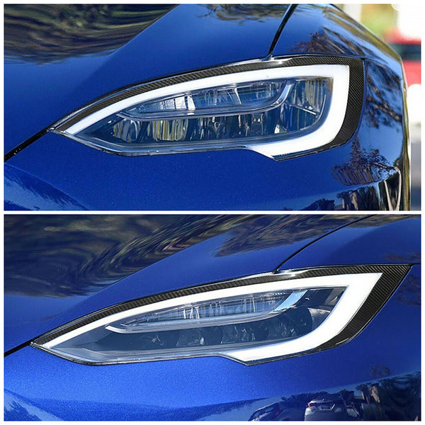 Model S 16-18 前大燈裝飾燈眉幹碳纖維