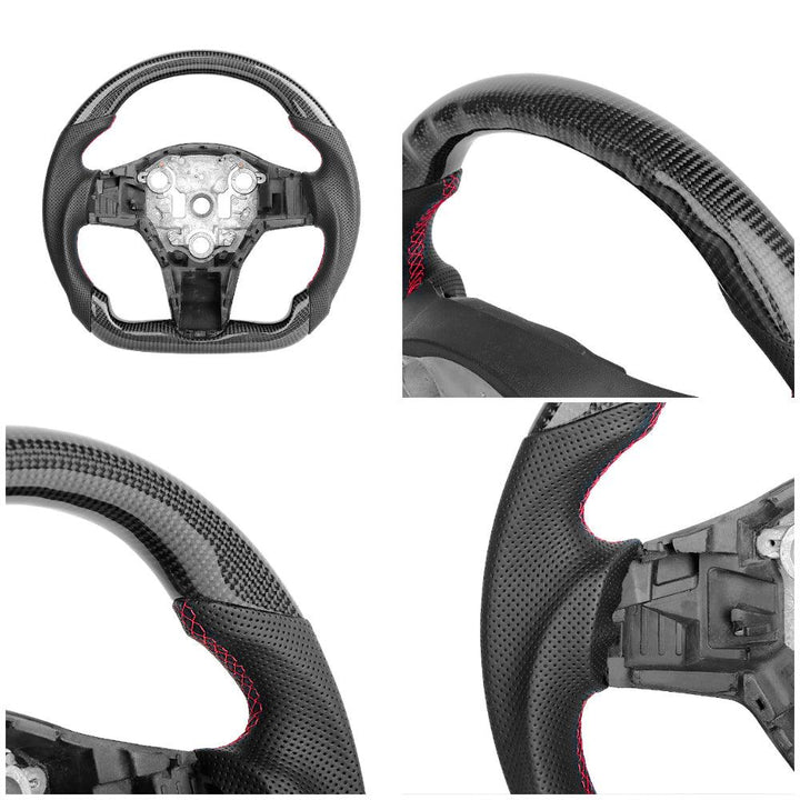 Model 3/ Y Custom Sport Grip Real Carbon Fiber Steering Wheel - Tlyard