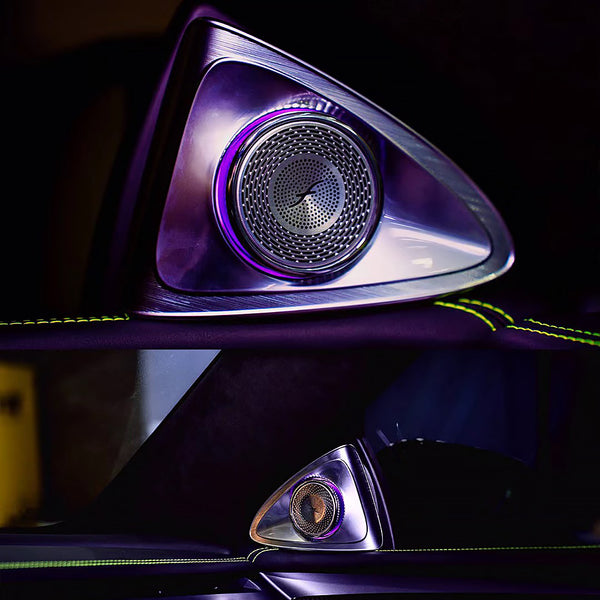 Tesla 4D Rotéierend Horn Front Door Speaker High-pitched Sound Speaker Mat LED Luucht
