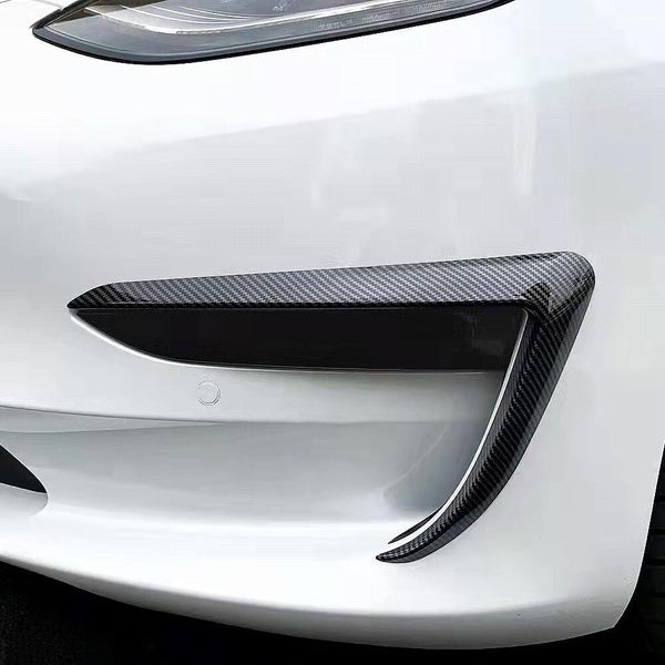 Real Carbon Fiber Front Foglight Trim Cover For Model 3 - Tlyard