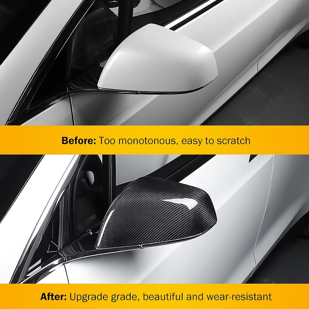 Real Molded Carbon Fiber Mirror Overlays (1 Pair) For Model X - Tlyard