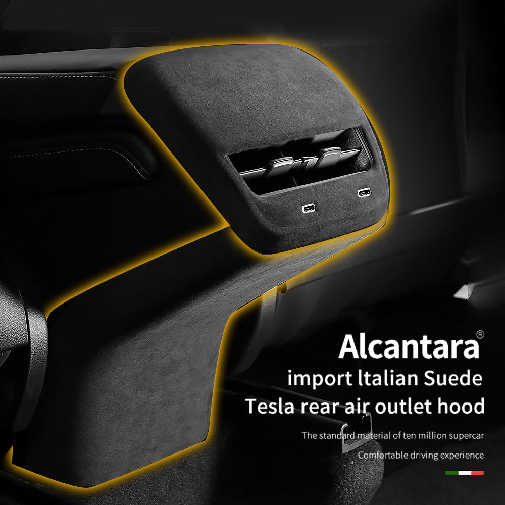 Model 3 & Y Alcantara Cubierta de ventilación de aire acondicionado trasero Marco a prueba de patadas